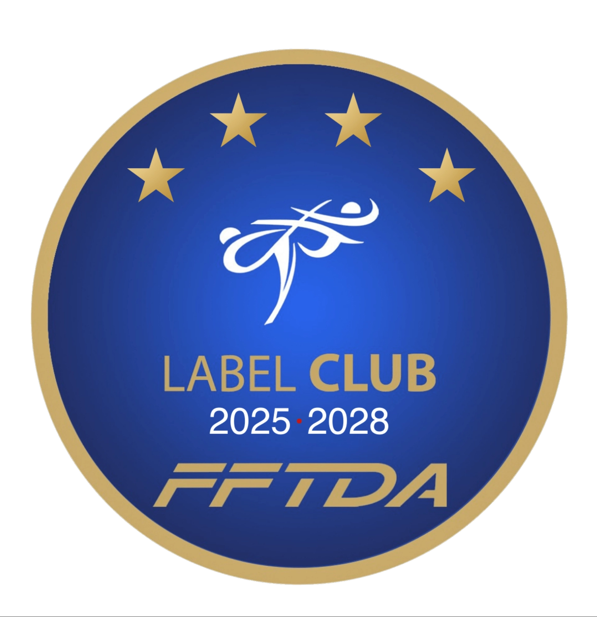 Macaron du label club 4 étoiles de la FFTDA, période 2025-2028